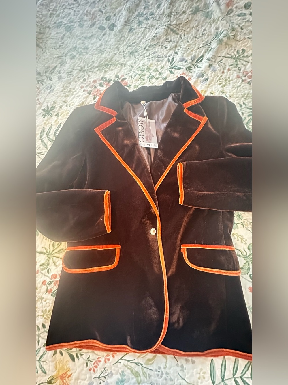 Oyrosy blazer Velvet with Orange Piping Size S - Picture 5 of 7